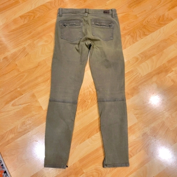 PAIGE Denim Marley Skinny Moto Jeans Fatigue Green Size 27 - Picture 11 of 13